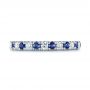  Platinum Custom Hand Engraved Blue Sapphire And Diamond Wedding Band - Top View -  104796 - Thumbnail