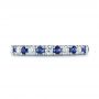 14k White Gold 14k White Gold Custom Hand Engraved Blue Sapphire And Diamond Wedding Band - Top View -  104796 - Thumbnail