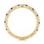 18k Yellow Gold 18k Yellow Gold Custom Hand Engraved Blue Sapphire And Diamond Wedding Band - Front View -  104796 - Thumbnail