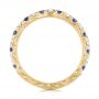 14k Yellow Gold 14k Yellow Gold Custom Hand Engraved Blue Sapphire And Diamond Wedding Band - Front View -  104796 - Thumbnail