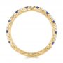 14k Yellow Gold 14k Yellow Gold Custom Hand Engraved Blue Sapphire And Diamond Wedding Band - Front View -  104796 - Thumbnail