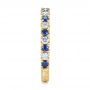 18k Yellow Gold 18k Yellow Gold Custom Hand Engraved Blue Sapphire And Diamond Wedding Band - Side View -  104796 - Thumbnail