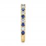 14k Yellow Gold 14k Yellow Gold Custom Hand Engraved Blue Sapphire And Diamond Wedding Band - Side View -  104796 - Thumbnail