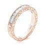 18k Rose Gold 18k Rose Gold Custom Hand Engraved Diamond Wedding Band - Three-Quarter View -  103654 - Thumbnail