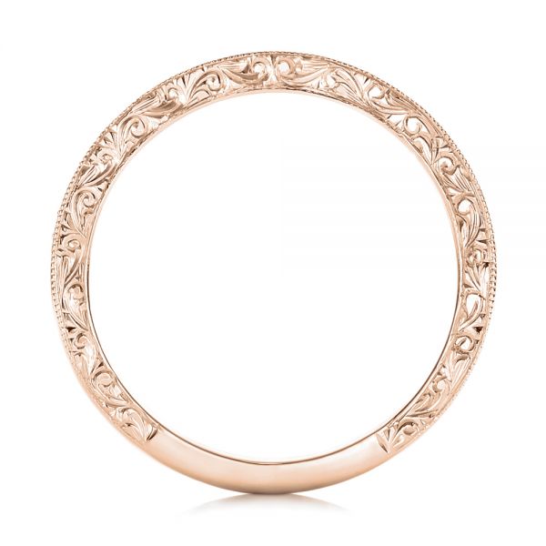 14k Rose Gold 14k Rose Gold Custom Hand Engraved Diamond Wedding Band - Front View - 101958