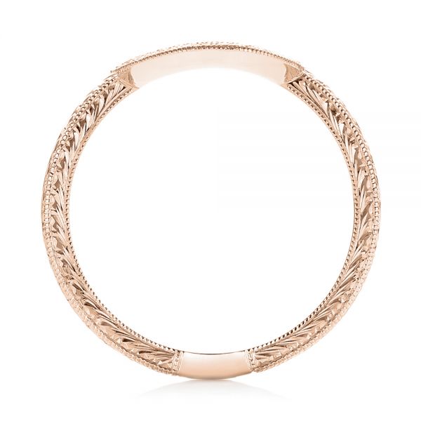18k Rose Gold 18k Rose Gold Custom Hand Engraved Diamond Wedding Band - Front View - 102893