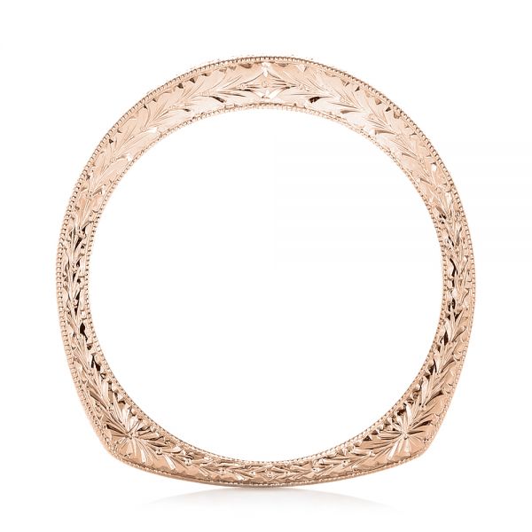 14k Rose Gold 14k Rose Gold Custom Hand Engraved Diamond Wedding Band - Front View -  103142