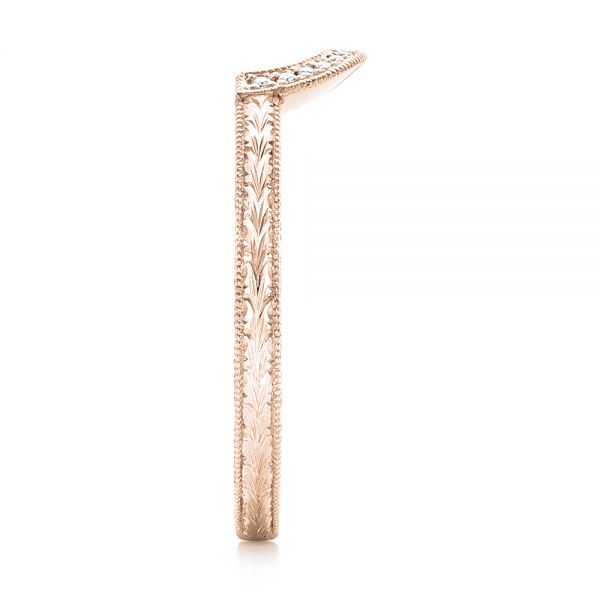 18k Rose Gold 18k Rose Gold Custom Hand Engraved Diamond Wedding Band - Side View - 102893