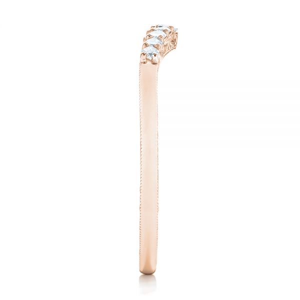 18k Rose Gold 18k Rose Gold Custom Hand Engraved Diamond Wedding Band - Side View - 102908