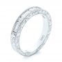  Platinum Custom Hand Engraved Diamond Wedding Band - Three-Quarter View -  103654 - Thumbnail