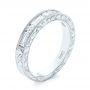 18k White Gold 18k White Gold Custom Hand Engraved Diamond Wedding Band - Three-Quarter View -  103654 - Thumbnail