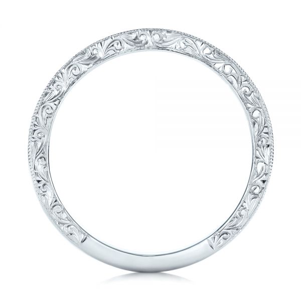  Platinum Platinum Custom Hand Engraved Diamond Wedding Band - Front View -  101958