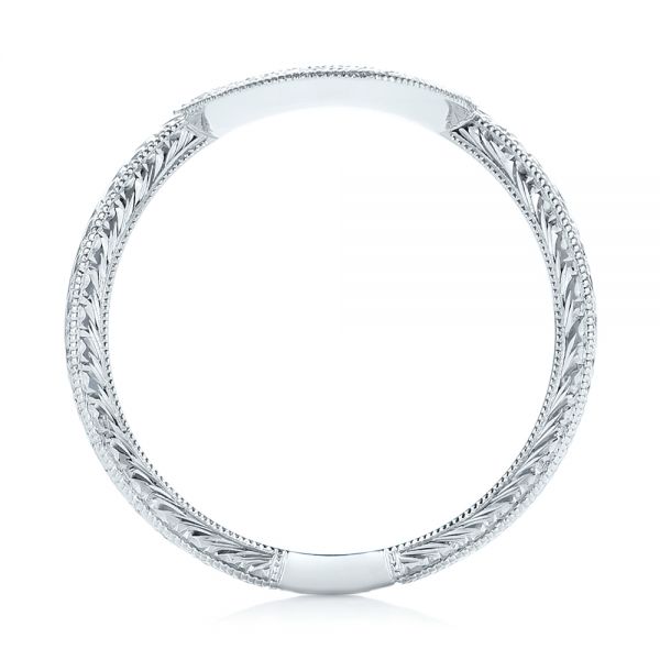 Platinum Custom Hand Engraved Diamond Wedding Band - Front View - 102893