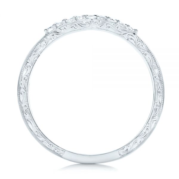  Platinum Custom Hand Engraved Diamond Wedding Band - Front View -  102908