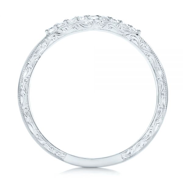Platinum Custom Hand Engraved Diamond Wedding Band - Front View - 102908