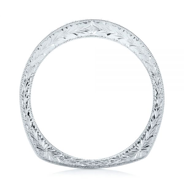 Platinum Custom Hand Engraved Diamond Wedding Band - Front View -  103142