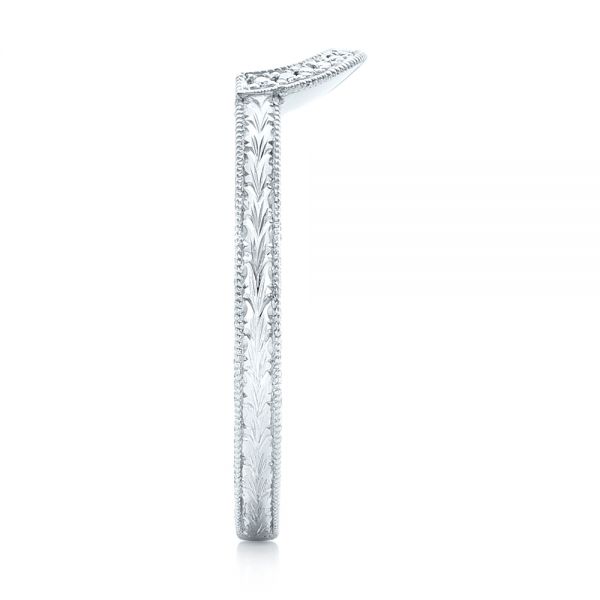 Platinum Custom Hand Engraved Diamond Wedding Band - Side View - 102893