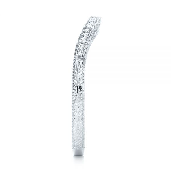 14k White Gold 14k White Gold Custom Hand Engraved Diamond Wedding Band - Side View - 103142