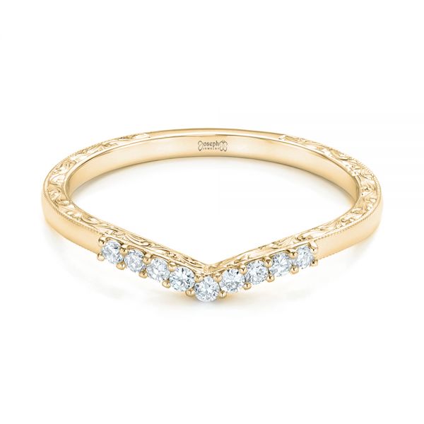 14k Yellow Gold 14k Yellow Gold Custom Hand Engraved Diamond Wedding Band - Flat View - 102908