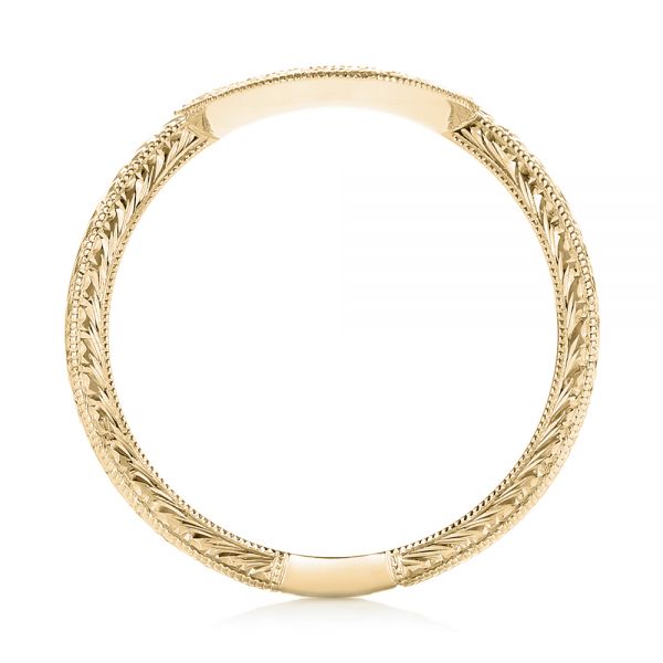 14k Yellow Gold 14k Yellow Gold Custom Hand Engraved Diamond Wedding Band - Front View -  102893