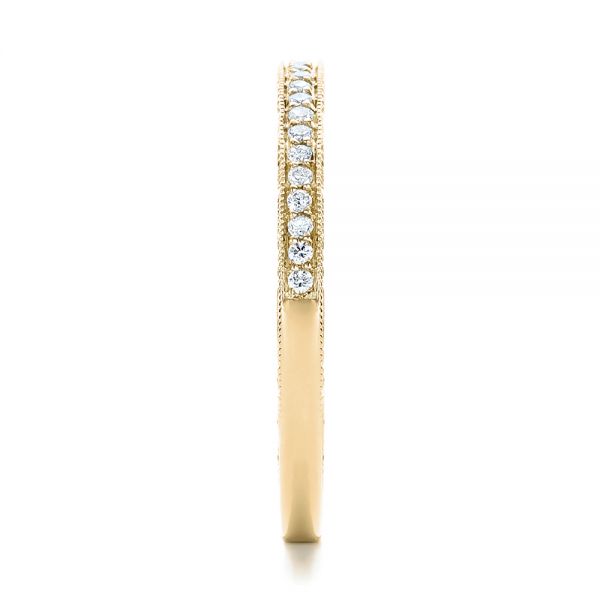 18k Yellow Gold 18k Yellow Gold Custom Hand Engraved Diamond Wedding Band - Side View -  101958