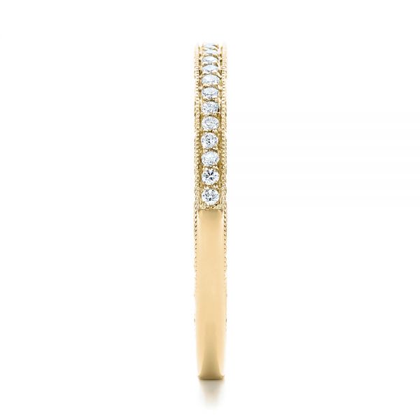 18k Yellow Gold 18k Yellow Gold Custom Hand Engraved Diamond Wedding Band - Side View -  101958