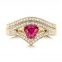 14k Yellow Gold 14k Yellow Gold Custom Hand Engraved Diamond Wedding Band - Top View -  103142 - Thumbnail