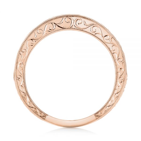 14k Rose Gold 14k Rose Gold Custom Hand Engraved Filigree Wedding Band - Front View - 103341