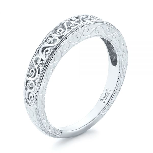 Custom Hand Engraved Filigree Wedding Band - Image