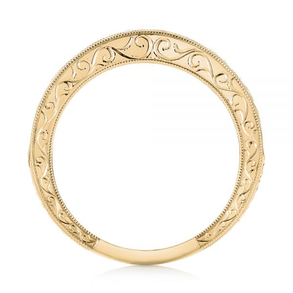14k Yellow Gold 14k Yellow Gold Custom Hand Engraved Filigree Wedding Band - Front View - 103341