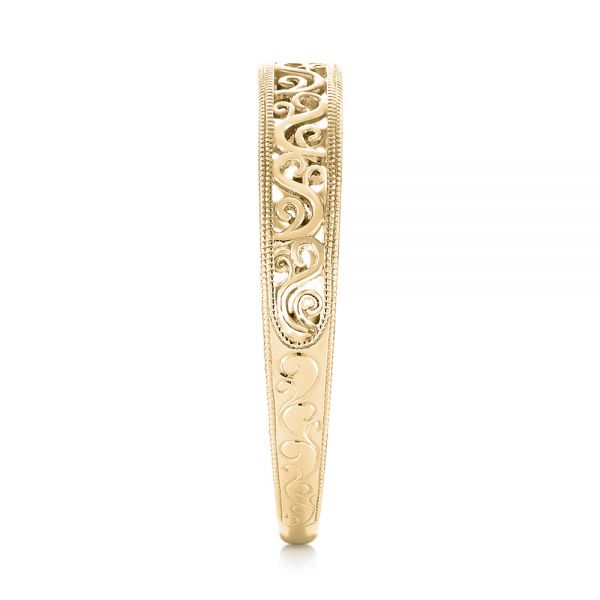 14k Yellow Gold 14k Yellow Gold Custom Hand Engraved Filigree Wedding Band - Side View - 103341