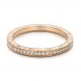 14k Rose Gold Custom Hand Engraved Diamond Wedding Band - Flat View -  101286 - Thumbnail