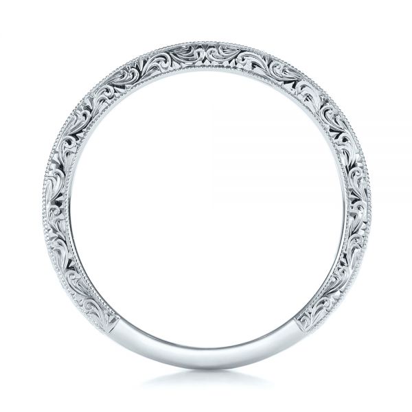  Platinum Platinum Custom Hand Engraved Diamond Wedding Band - Front View -  101286