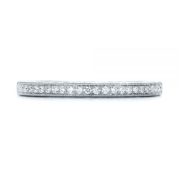  Platinum Platinum Custom Hand Engraved Diamond Wedding Band - Top View -  101286