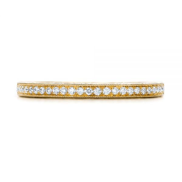 18k Yellow Gold 18k Yellow Gold Custom Hand Engraved Diamond Wedding Band - Top View -  101286