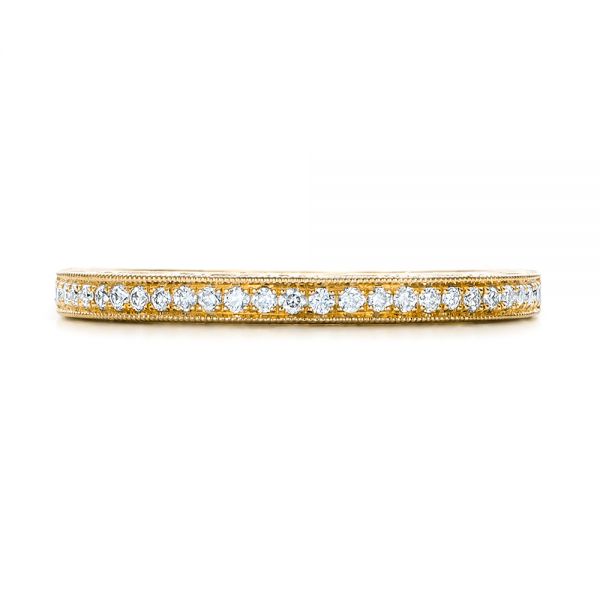 14k Yellow Gold 14k Yellow Gold Custom Hand Engraved Diamond Wedding Band - Top View - 101286