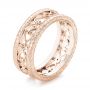 14k Rose Gold 14k Rose Gold Custom Hand Engraved Wedding Band - Three-Quarter View -  102928 - Thumbnail