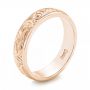 14k Rose Gold 14k Rose Gold Custom Hand Engraved Wedding Band - Three-Quarter View -  103011 - Thumbnail