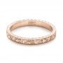 14k Rose Gold 14k Rose Gold Custom Hand Engraved Wedding Band - Flat View -  100814 - Thumbnail