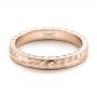 14k Rose Gold 14k Rose Gold Custom Hand Engraved Wedding Band - Flat View -  100880 - Thumbnail