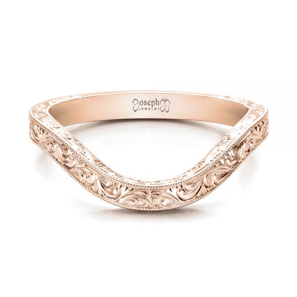 18k Rose Gold 18k Rose Gold Custom Hand Engraved Wedding Band - Flat View - 101225