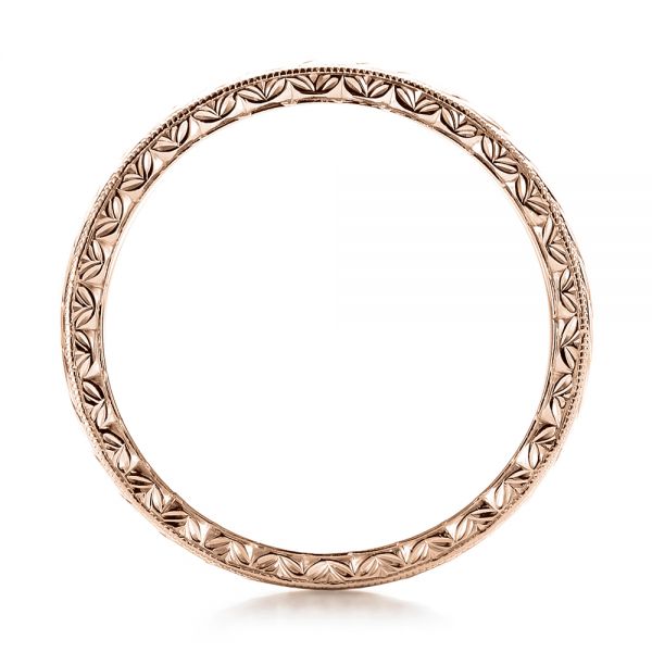 14k Rose Gold 14k Rose Gold Custom Hand Engraved Wedding Band - Front View - 100880