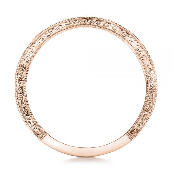18k Rose Gold 18k Rose Gold Custom Hand Engraved Wedding Band - Front View - 101225