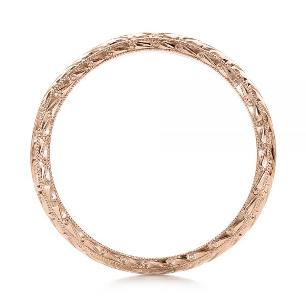 14k Rose Gold 14k Rose Gold Custom Hand Engraved Wedding Band - Front View - 102041
