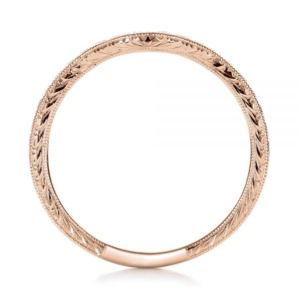 18k Rose Gold 18k Rose Gold Custom Hand Engraved Wedding Band - Front View - 102047
