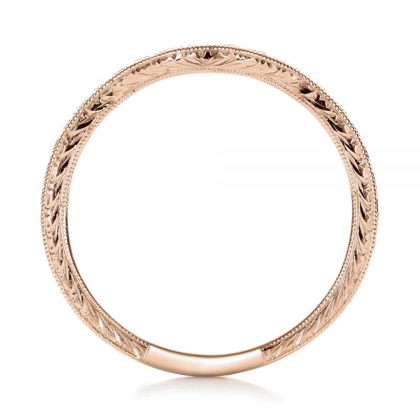 18k Rose Gold 18k Rose Gold Custom Hand Engraved Wedding Band - Front View -  102047