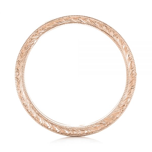 14k Rose Gold 14k Rose Gold Custom Hand Engraved Wedding Band - Front View - 102928