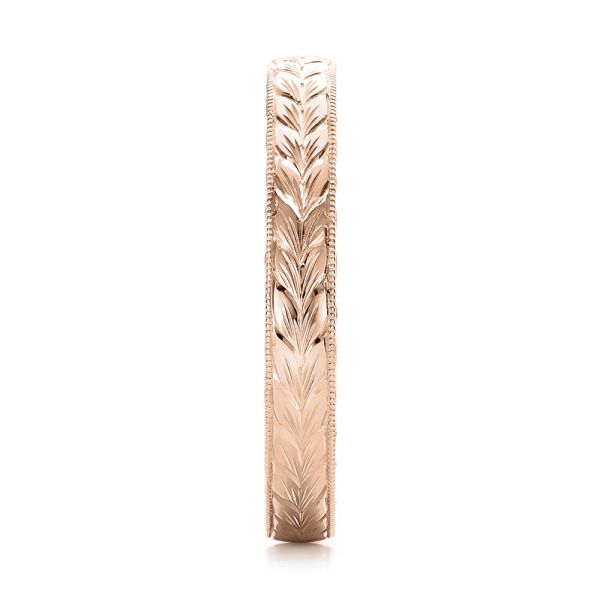14k Rose Gold 14k Rose Gold Custom Hand Engraved Wedding Band - Side View - 100880