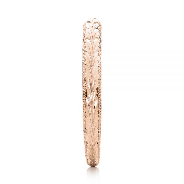14k Rose Gold 14k Rose Gold Custom Hand Engraved Wedding Band - Side View - 102041