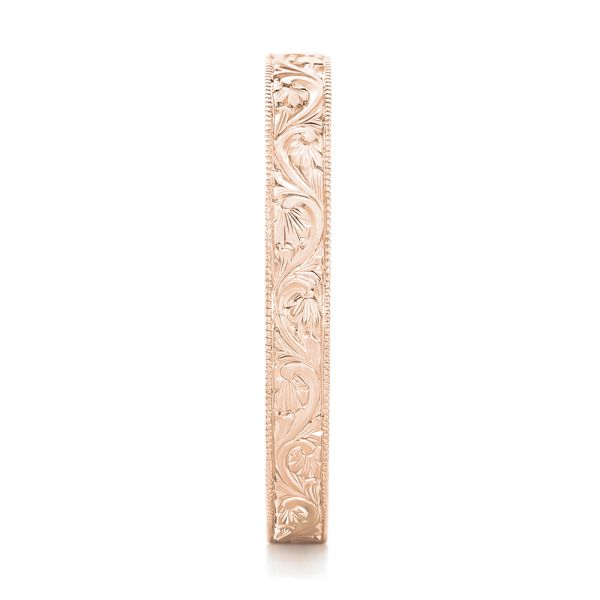 14k Rose Gold 14k Rose Gold Custom Hand Engraved Wedding Band - Side View - 102850